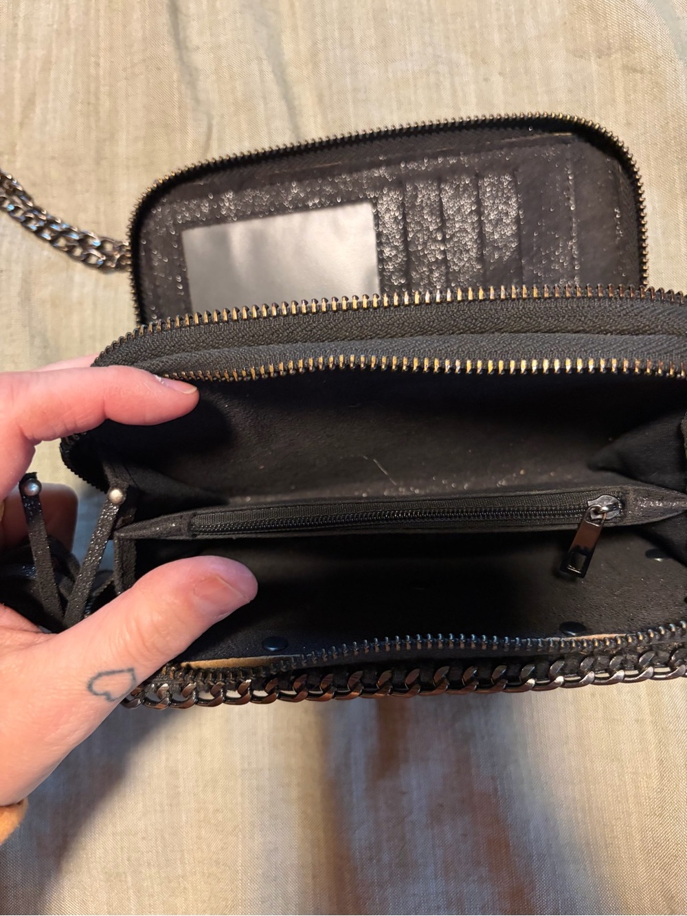 Repurposed Luis Vuitton Brown Monogram Crossbody Bag with Studs and Tassel - Picture 11 of 13